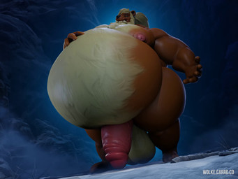 abdominal_bulge anthro balls belly belly_rub big_balls big_belly big_penis bodily_fluids genital_fluids genitals huge_penis humanoid_genitalia humanoid_penis male male_pred nipples nude obese overweight overweight_male penis precum solo thick_penis thick_thighs vore wolke koukou bear mammal 3d_(artwork) 3d_animation 4:3 animated digital_media_(artwork) hi_res no_sound short_playtime video