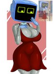 big_breasts breasts cleavage clothed clothing curvy_figure dress female for_a_head gem hourglass_figure jewelry looking_offscreen machine necklace pearl_(gem) pearl_necklace red_clothing red_dress reference_image screen screen_face solo thick_thighs wide_hips johnnylockson nickelodeon spongebob_squarepants karen_plankton humanoid object_head robot robot_humanoid screen_head 2024 digital_media_(artwork) hi_res