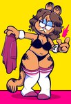 anthro anthrofied bra clothing crossgender eyeliner eyeshadow female footwear fur hair lingerie long_hair makeup mtf_crossgender orange_body orange_fur socks solo tail thick_thighs underwear creator_ant garfield_(series) garfield_the_cat gothfield domestic_cat felid feline felis mammal hi_res