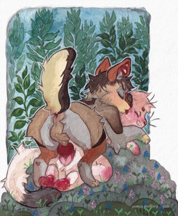 animal_genitalia animal_penis animal_vulva anus balls blush body_blush canine_genitalia canine_penis cheek_lick duo erection eyes_closed face_lick female female_penetrated feral feral_on_feral feral_penetrated feral_penetrating feral_penetrating_feral flower from_behind_position genitals interspecies knot knotted_penis knotting_breeding_mount licking male male/female male_penetrating male_penetrating_female mounting nature nature_background pawpads penetration penile penile_penetration penis plant red_penis romantic romantic_sex sex sheath tongue tongue_out vaginal vaginal_penetration vulva vulva_blush punyafeathers frekilul punya canid canine canis coyote mammal mustelid musteline silvex stoat true_musteline weasel wolf absurd_res hi_res painting_(artwork) traditional_media_(artwork) traditional_painting_(artwork) traditional_watercolor_(artwork) watercolor_(artwork)
