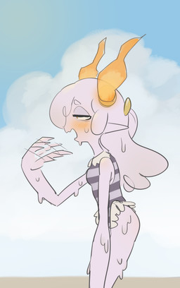 clothing female humanoid_pointy_ears melting one-piece_swimsuit pointy_ears solo swimwear weeeeps elemental_creature ghost humanoid spirit wax_creature 2020 absurd_res hi_res