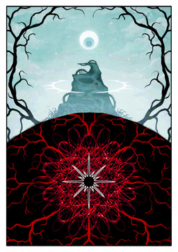 blue_sky border branch cloud detailed_background hill moon not_furry plant roots scenery sky solo star surrealism tree white_border zero_pictured jejejunum comic hi_res