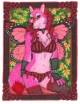 anthro art_nouveau collar dipstick_tail female fur insect_wings lepidopteran_wings markings pink_body pink_fur solo tail tail_markings wings luthien_nightwolf maraschino arthropod butterfly butterfly_furry canid canine canis hybrid insect lepidopteran mammal wolf 2010 traditional_media_(artwork)