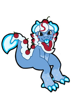 ambiguous_gender anthro beverage blue_body cherry dairy_products food fruit looking_at_viewer plant simple_background smile soda solo tongue tongue_out whipped_cream lemonsaregood mythology dragon mythological_creature mythological_scalie scalie 3:4