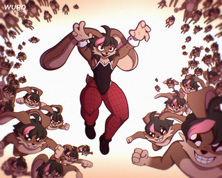anthro big_eyes black_hair black_nose brown_body brown_fur cartoon_eyes chibi clothed clothed_anthro clothing flying fur grin group hair leggings legwear male playboy_costume playboy_outfit playboy_suit smile teeth toony toony_eyes wurd_retlekz atlyss image_comics invincible_(image_comics) cole_(cole_buns) lagomorph leporid mammal rabbit absurd_res hi_res meme redraw
