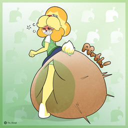 accessory anthro big_diaper biped blouse bottomwear clenched_teeth clothed clothing diaper diaper_under_clothing diaper_under_skirt excessive_feces exposed_diaper feces female hair_accessory hair_tie huge_diaper hyper hyper_diaper hyper_feces hyper_soiling one_eye_closed pooping skirt soiled_diaper soiling soiling_diaper solo sound_effects straining teeth topwear unclean_diaper used_diaper using_diaper wearing_diaper yellow_body the_sheepl animal_crossing nintendo isabelle_(animal_crossing) canid canine canis domestic_dog mammal shih_tzu toy_dog 1:1 absurd_res hi_res