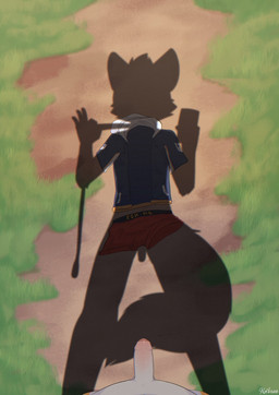 anthro blue_clothing blue_hoodie blue_topwear boxer_briefs clothing foreskin genitals hoodie implied_nudity leash leash_pull male nude nude_anthro nude_male penis public red_boxer_briefs red_clothing red_underwear selfie silhouette solo topwear underwear young young_anthro young_male sharparadise dressed_shadow canid canine fox mammal hi_res