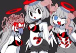 blood bodily_fluids brain clothed clothing female group halo multi_eye not_furry organs trio wings 87sukiyaki angel angel_humanoid humanoid hi_res