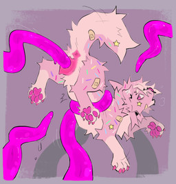 andromorph animal_genitalia anus bodily_fluids canine_genitalia coiling facial_piercing feet feral genital_fluids genitals hair hindpaw intersex looking_back midair motion_lines multiple_piercings nose_piercing open_mouth pawpads paws penetration penis piercing pink_tentacles raised_tail sex solo tail tentacle_penetration tentacle_sex tentacles vaginal vaginal_penetration vulva slumberpup pillow_(slumberpup) canid canine canis domestic_dog mammal absurd_res hi_res