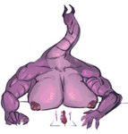 anthro big_breasts breasts duo female macro muscular muscular_female nipples non-mammal_nipples purple_body purple_scales red_eyes ritual scales yamabat mythology dragon mythological_creature mythological_scalie scalie