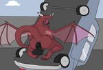 anthro car dragons_fucking_cars looking_pleasured male mechanophilia membrane_(anatomy) membranous_wings role_reversal solo tail tongue tongue_out vehicle vehicle_penetrated wings kkhorseplay mythology dragon mythological_creature mythological_scalie scalie hi_res meme