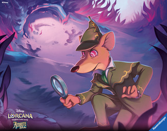 4_fingers anthro arms_bent bent_legs black_eyebrows blue_sky brown_body brown_clothing brown_fur brown_hat brown_headwear brown_jacket brown_nose brown_tail brown_topwear closed_frown clothed clothed_anthro clothed_male clothing cravat detective detective_hat eyebrows fingers footprint frown fully_clothed fully_clothed_anthro fully_clothed_male fur furrowed_eyebrows grass green_clothing green_cravat hat headgear headwear holding_magnifying_glass hypnosis investigating jacket kneeling light magnifying_glass male male_anthro mind_control mouth_closed multicolored_eyes outside pink_eyes plant pupils purple_eyes purple_pupils ringed_eyes rock sky solo tail text topwear two_tone_eyes white_dress_shirt alice_pisoni disney disney_lorcana ravensburger the_great_mouse_detective basil_(disney) mammal mouse murid murine rodent 2025 adobe_photoshop_(artwork) colored copyright_name digital_drawing_(artwork) digital_media_(artwork) english_description english_text lighting official_art shaded