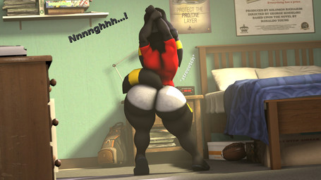 alarm_clock american_football anthro backpack beanie bed bedding bedroom big_butt black_beanie black_body black_clothing black_fur black_hat black_headwear blanket bottom_heavy briefs butt clock clothing detailed_background dialogue drawer ear_markings ears_down femboy floor footwear fur furniture hat headgear headwear huge_butt inside male markings morning multicolored_body multicolored_ears multicolored_fur onomatopoeia pillow pivoted_ears poster rear_view red_clothing red_shirt red_topwear sandals seductive shirt shoes solo sound_effects sport stretching tail tail_markings text thick_thighs tighty_whities topwear two_tone_body two_tone_ears two_tone_fur two_tone_tail underwear wall_(structure) wall_shelf white_briefs white_clothing white_underwear yellow_body yellow_fur imdajasperbaby nintendo pokemon jack_(imdajasperbaby) eeveelution generation_2_pokemon pokemon_(species) umbreon 3d_(artwork) 3d_animation absurd_res animated digital_media_(artwork) hi_res