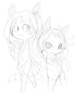 ambiguous_gender anthro blush book clothed clothing duo simple_background doneru canid canine mammal 2015 black_and_white hi_res monochrome sketch