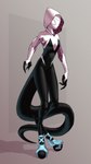 2_toes 3_fingers biped bodysuit breasts claws clothed clothing costume digitigrade feet female fingers fully_clothed grey_background hood light long_tail mask not_furry shadow simple_background skinsuit solo standing tail tight_clothing toes wheel lumen_fox ben_10 cartoon_network fan_character spider-gwen x-s_(lumen_fox) alien alien_humanoid humanoid kineceleran absurd_res hi_res lighting shaded