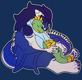 4_arms anthro beard blue_bodysuit blue_claws blue_clothing blue_hair blue_paws blue_skinsuit bodysuit claws clothing cuddling duo facial_hair fangs flesh_teeth green_body hair hoodie horn jeyco_galaxy male male/male mane multi_arm multi_limb muscular pawpads paws skinsuit snaggle_tooth spikes spikes_(anatomy) teeth tight_clothing topwear winged_arms wings yellow_claws jeyco_shiba mythology dragon mythological_creature mythological_scalie scalie animated subtle_animation