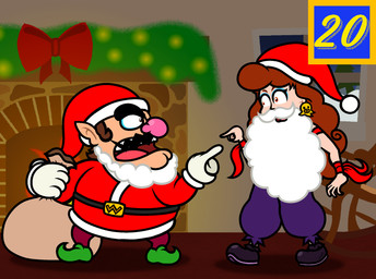 5_fingers armband belt belt_buckle big_nose black_belt black_clothing black_eyebrows black_eyes black_facial_hair black_footwear black_mustache black_shoes blue_bottomwear blue_clothing blue_eyeshadow blue_pants blue_sky bottomwear brown_eyebrows brown_eyes brown_hair buckle chair christmas_clothing christmas_headwear clothed clothed_female clothed_human clothed_humanoid clothed_male clothing coat costume duo evergreen_tree eyebrows eyelashes eyeshadow facial_hair fake_beard fake_mustache female female_human fingers fireplace footwear fully_clothed fully_clothed_humanoid fully_clothed_male furniture garland gloves green_clothing green_footwear green_shoes grey_wall hair handwear hat headgear headwear holding_sack holidays humanoid_pointy_ears inside larger_female larger_human long_hair makeup male male_humanoid mustache night not_furry number open_mouth overweight overweight_humanoid overweight_male pants pine_tree pink_nose pink_tongue plant pointing_at_each_other pointy_ears red_armband red_bottomwear red_bow red_clothing red_coat red_hat red_headwear red_pants red_topwear red_wristband sack santa_costume santa_hat shoes short_hair size_difference sky smaller_humanoid smaller_male snow tan_body tan_skin teeth text_box thick_eyebrows tongue topwear tree wall_(structure) white_clothing white_gloves white_handwear window captainquack64 christmas mario_bros nintendo wario_land_(series) captain_syrup wario human humanoid mammal 2023 colored digital_drawing_(artwork) digital_media_(artwork) english_description hi_res shaded simple_shading