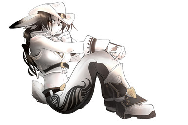 anthro belt belt_buckle black_hair boots bottomwear buckle clothed clothing cowboy_hat cross female footwear gloves hair handwear hat headgear headwear heart_symbol pants shoes simple_background solo toothpick topwear vest white_background wing_print tsampikos lagomorph leporid mammal rabbit