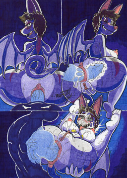 abdominal_bulge anal anal_fisting anal_penetration anthro areola breasts deep_fisting duo faceless_character faceless_male female fisting genitals humanoid_genitalia humanoid_penis male membrane_(anatomy) membranous_wings nipples penetration penis solo_focus vulva wings parasitedeath bat canid canine demon mammal absurd_res hi_res traditional_media_(artwork)