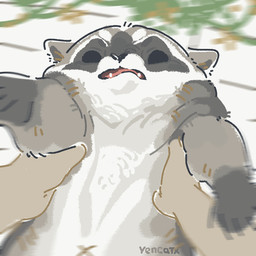black_eyes black_nose carrying_another chibi dot_eyes duo feral grey_body humanoid_hands navel simple_eyes solo_focus white_body x_navel yencatx mammal procyonid raccoon 1:1 2022