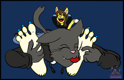 4_toes anthro barefoot black_border border claws clothed clothing colored_nails duo fangs feet female foot_fetish foot_lick foot_play hair hoodie licking long_hair male nails paws simple_background soles teeth toe_claws toes tongue tongue_out topwear mintymousyx_(artist) domestic_cat felid feline felis mammal alpha_channel source_request