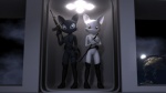 anthro belt black_body black_fur blue_eyes boots breasts clothing duo ear_piercing female footwear fur genitals gun melee_weapon nipples nude piercing pussy ranged_weapon red_eyes shoes space standing sword tail weapon white_body white_fur destiny_blackmoon destiny_(character) kittie felid mammal 16:9 3d_(artwork) digital_media_(artwork) hi_res widescreen sibling_(lore) sister_(lore) sisters_(lore)