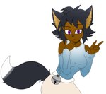 5_fingers anthro bell blue_blouse bottomwear clothed clothing female fingers purple_eyes skirt solo tan_bottomwear tan_clothing tan_skirt topwear sinisterslyfox canid canine fox human hybrid mammal absurd_res hi_res