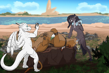 anthro anthro_on_feral anthro_penetrating anthro_penetrating_feral balls bestiality bodily_fluids cellphone cum cum_from_mouth cum_from_vagina cum_in_mouth cum_in_vagina cum_inside ejaculation electronics erection face_fucking feathered_wings feathers feet fellatio female female_feral female_penetrated feral feral_penetrated fingers fur genital_fluids genitals gesture group group_sex hair hand_gesture holding_cellphone holding_object holding_phone holding_smartphone hooves horn irrumatio lying male male/female male_anthro male_penetrating male_penetrating_female mature_female mature_feral nude on_back open_mouth oral oral_penetration outdoor_nudity outside_sex pawpads penetration penile penile_penetration penis penis_in_mouth penis_in_vagina phone plant saliva sex smartphone spitroast spread_legs spreading standing standing_sex tail taking_picture threesome toes tongue tongue_out trio v_sign vaginal vaginal_penetration vulva water wings zafara_(artist) disney mythology the_lion_king sarabi_(the_lion_king) dragon equid equine felid horse lion mammal mythological_creature mythological_scalie pantherine scalie digital_media_(artwork) hi_res