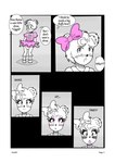 2013 5_fingers accessory anthro asking asking_another asking_what black_and_white blush bow_(feature) bow_accessory bow_ribbon clean_diaper clothed clothing comic comic_panel crescent_moon_(marking) crossdressing dialogue dialogue_with_sound_effects diaper diaper_under_clothing digital_media_(artwork) dress ear_bow embarrassed english_text exposed_diaper eyelashes eyeshadow fingers floral floral_clothing floral_dress floral_print footwear forehead_mark frilly frilly_clothing frilly_dress frilly_footwear frilly_socks generation_2_pokemon giggling girly hair_accessory hair_bow hair_ribbon hi_res kobi94 laugh lipstick makeover makeup male markings monochrome moon_(marking) nintendo offscreen_character onomatopoeia pink_bow pink_clothing pink_dress pink_eyeshadow pink_lipstick pokemon pokemon_(species) print_clothing print_dress question ribbons socks solo sound_effects speech_bubble split_dialogue talking_to_another teddiursa text vocalization wearing_diaper young young_anthro
