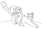 ambiguous_penetration bodily_fluids duo penetration quadruped size_difference sweat sweatdrop pteri_(artist) mythology princeton_(pteri) felid feline mammal mythological_creature mythological_sphinx absurd_res hi_res