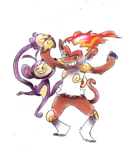 ambiguous_gender duo eyes_closed hand_holding smile mintanncomics nintendo pokemon ambipom generation_4_pokemon haplorhine infernape mammal monkey pokemon_(species) primate 2015 hi_res