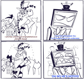 blush clothed clothing electronics eyewear female for_a_head glasses group heart_glasses male pasties screen screen_face television text laura19190444 hazbin_hotel hellaverse nickelodeon spongebob_squarepants valentino_(hazbin_hotel) velvette_(hazbin_hotel) vox_(hazbin_hotel) animal_humanoid arthropod arthropod_humanoid demon demon_humanoid humanoid insect insect_humanoid lepidopteran lepidopteran_humanoid moth_humanoid object_head screen_head tv_head english_text hi_res meme monochrome