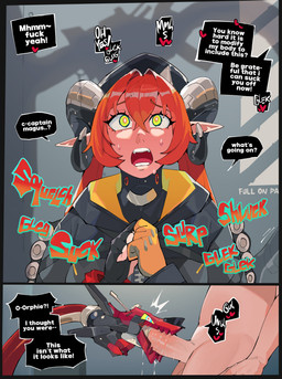 2_heads 2_horns balls bangs black_clothing black_gloves black_handwear black_hoodie black_horn black_tail black_topwear blue_eyes blush blush_lines bodily_fluids caught_in_the_act clothed clothed_female clothed_humanoid clothed_sex clothing curled_horn cybernetic_limb cybernetic_tail cybernetics dialogue duo erection eyebrows faceless_character faceless_human faceless_male female female_humanoid female_penetrated fingerless_gloves genitals gloves green_eyes grey_clothing grey_gloves grey_handwear grey_horn hair handwear heart_symbol hoodie horn human_on_humanoid human_penetrating human_penetrating_humanoid humanoid_genitalia humanoid_penetrated humanoid_penis humanoid_pointy_ears hydra_problems interspecies living_tail long_hair machine male male/female male_human male_penetrating male_penetrating_female moan multi_head multicolored_eyes multicolored_hoodie multicolored_horn multicolored_tail onomatopoeia oral oral_penetration orange_eyebrows orange_eyes orange_hair orange_text penetration penile penile_penetration penis penis_in_mouth penis_in_tentacle pink_pupils pink_tongue pointy_ears profanity pupils red_tail red_text saliva saliva_on_penis sex sound_effects speech_bubble stuttering sweat sweaty_face tail tail_head tail_mouth tail_penetration tailmaw_oral talking_to_another talking_to_partner teal_eyes teeth tentacle_sex tentacles text tongue topwear two_tone_horn unusual_anatomy unusual_tail white_eyes white_pupils white_tail white_text wide_eyed yellow_clothing yellow_eyes yellow_gloves yellow_handwear yellow_hoodie yellow_sclera yellow_topwear diforland mihoyo zenless_zone_zero magus_(zenless_zone_zero) orphie_magnusson cyborg horned_humanoid human humanoid mammal tailed_humanoid absurd_res comic english_text hi_res