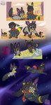 ambiguous_gender anthro berry black_sclera cuddling duo earth eyewear food fruit glasses growth macro planet plant scarf space star tree eclairscollection nintendo pokemon eeveelution generation_2_pokemon generation_6_pokemon pokemon_(species) sylveon umbreon comic hi_res