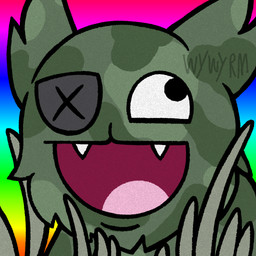 camo eye_patch eyewear fangs feral fur grass green_body green_fur male open_mouth open_smile plant rainbow rainbow_background simple_background smile solo teeth text wywyrm awesome_face mewgenics fenrir_(mewgenics) domestic_cat felid feline felis mammal 1:1 artist_name colored digital_drawing_(artwork) digital_media_(artwork) headshot_portrait hi_res icon meme portrait