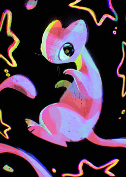 ambiguous_gender anthro black_eyes paws pink_body simple_background solo star star_eyes tail whiskers andewitt_art nintendo pokemon generation_1_pokemon legendary_pokemon mew_(pokemon) pokemon_(species) 2025 hi_res