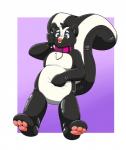 3_toes anthro black_eyes collar facial_piercing featureless_crotch feet glistening hindpaw inflatable latex male nose_piercing nose_ring pawpads paws piercing pink_nose ring_piercing simple_background solo toes myoti tagskunk animate_inanimate living_inflatable mammal mephitid skunk striped_skunk 2018 digital_drawing_(artwork) digital_media_(artwork) hi_res