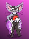 2020 3:4 anthro big_ears biped clothed clothing curled_tail digital_drawing_(artwork) digital_media_(artwork) dipstick_ears feet felid feline female flat_chested frown full-length_portrait fur generation_4_pokemon grey_body grey_fur hand_on_hip huge_hips huge_thighs kingjion lidded_eyes looking_at_viewer mammal markings mask multicolored_body multicolored_ears multicolored_fur narrowed_eyes nintendo pokemon pokemon_(species) pokemorph portrait pose purple_background purugly purugly_libre short_stack signature simple_background skinsuit solo sports_mask sportswear standing tail thick_thighs tight_clothing two_tone_body two_tone_fur whiskers white_body white_fur white_markings wide_hips wrestling_mask wrestling_outfit yellow_sclera