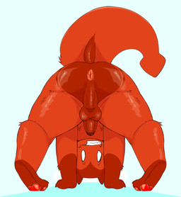 anthro anus bent_over butt claws genitals grin grinning_at_viewer handstand horn inviting looking_at_viewer looking_back male pawpads penis presenting presenting_anus presenting_hindquarters presenting_penis raised_tail shota smile smiling_at_viewer solo tail upside_down view_between_legs young 1conocl4sm d1ctatordevil forsaken_(roblox) roblox c00lkidd_(roblox) demon hi_res