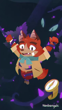 male solo tentacles nanbangaki klei_entertainment rotwood flitt_(rotwood) canid canine fox mammal 9:16 animated hi_res no_sound short_playtime video