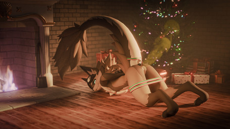 ambiguous_gender anthro arms_tied ass_up bdsm bondage bound brick brick_wall butt cheek_tuft chest_tuft christmas_decorations christmas_lights christmas_present christmas_tree clothing digitigrade eyewear eyewear_on_head eyewear_only facial_tuft fart fart_cloud fart_fetish fire fireplace floor fluffy fluffy_chest fluffy_tail gift gift_wrapped goggles goggles_only hands_behind_back headgear headgear_only high-angle_view holidays inner_ear_fluff inside legs_tied looking_at_viewer male mistletoe mistletoe_on_tail mostly_nude nude nude_anthro on_ground plant smile smug smug_grin solo stinky_nova tail tail_tuft tree tuft unsigned wall_(structure) wood wood_floor christmas novabeast 16:9 3d_(artwork) 4k absurd_res digital_media_(artwork) hi_res widescreen