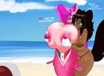 anthro areola beach big_breasts breasts curious dominican_flag duo erect_nipples eyewear female female/female glasses holding_breast mexican_flag nipples pose surpised gomezcat candy_the_mongoose denisse canid canine fox mammal small_indian_mongoose absurd_res hi_res pinup