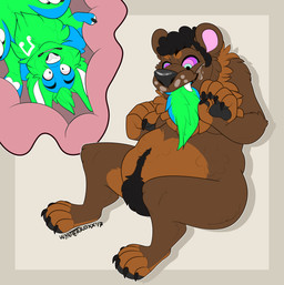 abdominal_bulge ambiguous_gender anthro belly blue_body blue_fur duo fur green_body green_fur internal male male/male male_pred male_prey oral_vore overweight swallowing tail tail_in_mouth teeth vore wynterroxx jayjay_idingo bear canid canine canis dingo mammal absurd_res hi_res