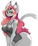 anthro bangs bedroom_eyes bent_over big_breasts big_butt breasts butt chest_tuft cleavage clothed clothing ear_tuft eyeshadow female fur fur_tuft grey_body grey_fur hair huge_butt inner_ear_fluff long_hair looking_at_viewer makeup narrowed_eyes nipple_outline pink_nose pointy_ears red_hair seductive simple_background small_waist smile smiling_at_viewer smug smug_face solo tail thick_thighs tight_clothing topwear tuft wide_hips yellow_eyes noirchaton4 sara_(noirchaton4) domestic_cat felid feline felis mammal 2024 colored digital_drawing_(artwork) digital_media_(artwork) hi_res portrait shaded textless three-quarter_portrait