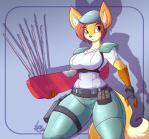 alternate_species anthro big_breasts breasts clothed clothing cosplay female lockpick solo jaeh capcom resident_evil jill_valentine canid canine fox mammal 2015 digital_media_(artwork)