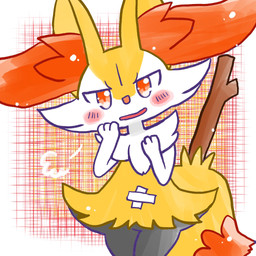 ambiguous_anthro ambiguous_gender anthro bandage_on_belly biped blush blush_stickers breath front_view hand_on_face looking_at_viewer object_in_tail open_mouth open_smile simple_background smile solo standing stick stick_in_tail tail annyui0611 nintendo pokemon braixen canid generation_6_pokemon mammal pokemon_(species) 1:1 2024 digital_drawing_(artwork) digital_media_(artwork) hi_res japanese_description portrait three-quarter_portrait translated_description