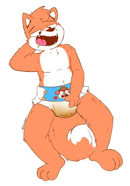 anthro bodily_fluids diaper diaper_transformation drooling feces fur male open_mouth pooping rubbing_diaper saliva soiled_diaper soiling soiling_diaper solo unclean_diaper used_diaper using_diaper conditional_dnp scoty_doodlerz scott_james(scoty_doodlerz) animate_inanimate canid canine diaper_creature fox mammal hi_res