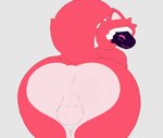 anthro anus balls big_butt butt fur genitals machine male multicolored_body presenting presenting_anus presenting_balls presenting_hindquarters red_body red_fur simple_background solo tail two_tone_body visor k0_bemy protogen animated flat_colors