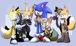 blue_body blue_eyes blue_fur clothed clothing footwear fur gloves group handwear male multi_tail orange_body orange_fur shoes tail tan_body tan_fur white_body white_fur yellow_body yellow_fur renardixx netflix sega sonic_prime sonic_the_hedgehog_(series) mangey_(sonic_prime) miles_prower sails_tails sonic_the_hedgehog tails_nine canid canine eulipotyphlan fox hedgehog mammal absurd_res hi_res