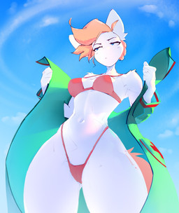 anthro belly blue_eyes bra clothed clothing cloud coat female hair looking_away low-angle_view nurse_clothing open_clothing open_coat open_topwear panties pink_hair red_bra red_clothing red_panties red_underwear sky solo standing topwear underwear undressing white_body 4m4i friendship_is_magic hasbro my_little_pony nurse_redheart_(mlp) equid mammal absurd_res hi_res sketch